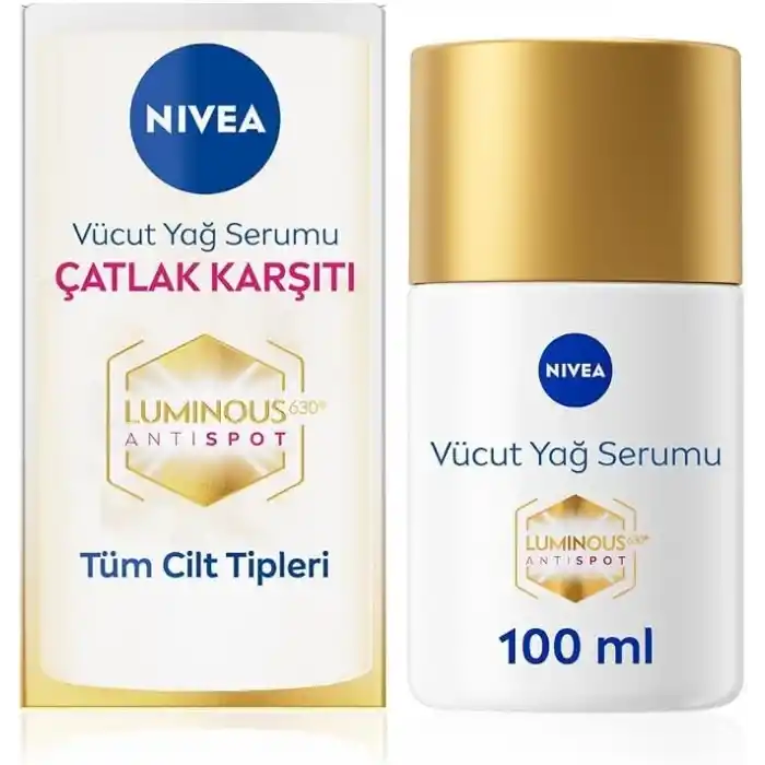 NIVEA Luminous630 Çatlak Karşıtı Vücut Yağ Serumu 100ml, Cilt Tonu Eşitleyici, 48 Saat Nemlendirici, Pürüzsüz Cilt Hissi