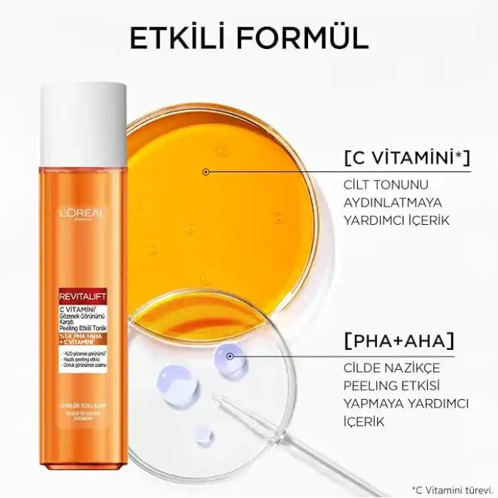 LOreal Paris Revitalift C Vitamini Gözenek Görünümü Karşıtı Peeling Etkili Tonik