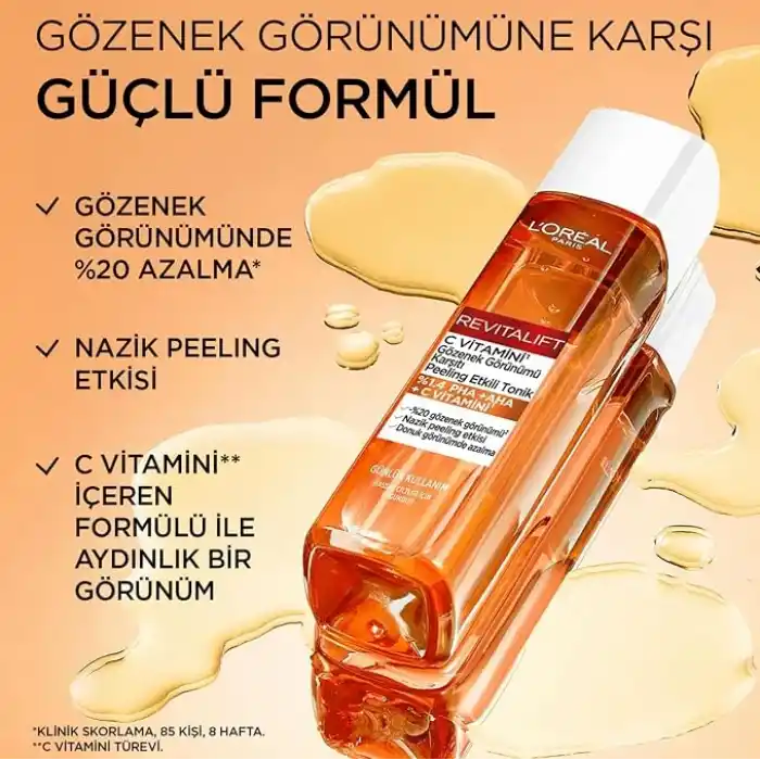 LOreal Paris Revitalift C Vitamini Gözenek Görünümü Karşıtı Peeling Etkili Tonik