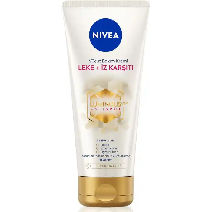 NIVEA Luminous630 Leke ve İz Karşıtı Vücut Bakım Kremi 200ml, Çatlak ve Güneş Lekesi İyileştirici, 48 Saat Nemlendirici