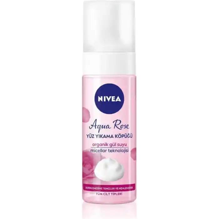 NIVEA Aqua Rose Organik Gül Suyu İçeren Yüz Yıkama Köpüğü 150ml, Nemlendirici, Yüz Temizleyici, Micellar