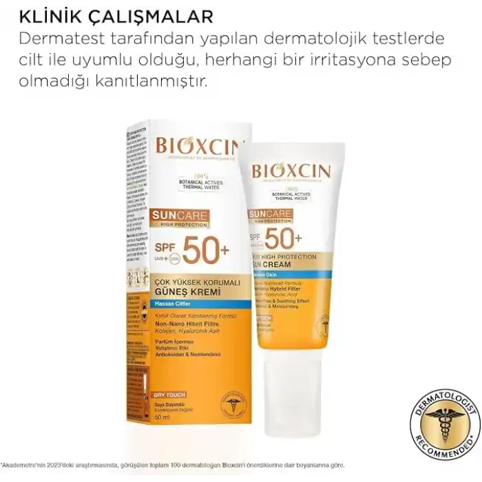 Bioxcin Hassas Ciltler İçin Çok Yüksek Korumalı Güneş Kremi 50 SPF 50 Ml