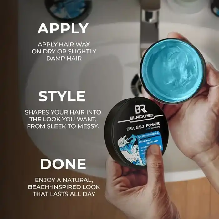 BLACK & RED Wax Saç Şekillendirici Wax Sea Salt Pomade Deniz Tuzlu Güçlü Tutuş - 120 ml