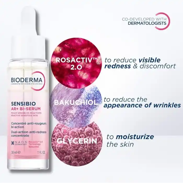 Bioderma Sensibio AR+ Kızarıklık Eğilimli Hassas Ciltler Kızarıklık ve Yaşlanma Karşıtı Bakuchiol Serum 30 ml