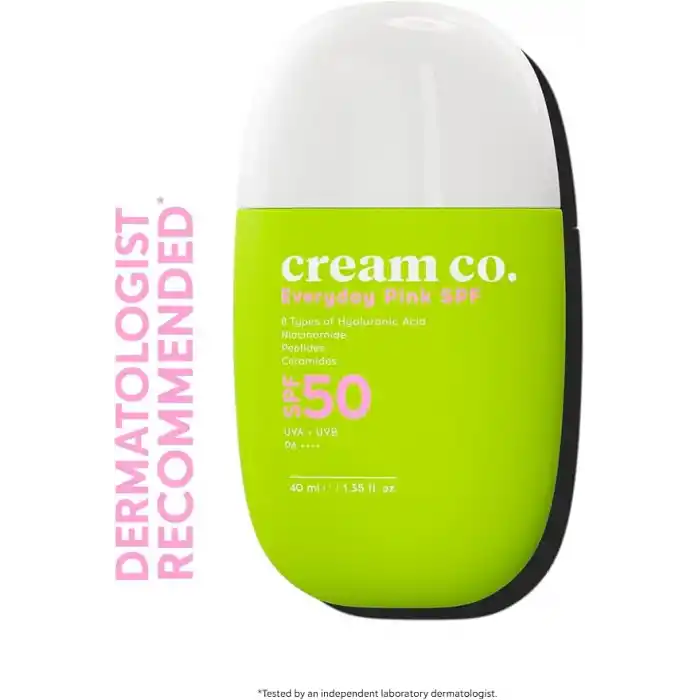 Cream Co. SPF50 Pink Güneş Koruyucu Krem, Ton Eşitleyici Leke Karşıtı, Aydınlatıcı, 40 ML, Güneş Serumu