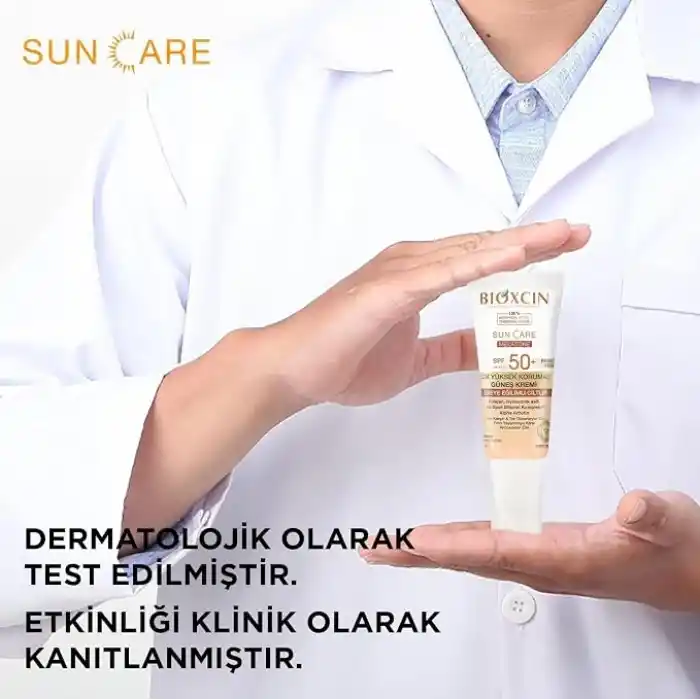 Bioxcin Sun Care Lekeye Eğilimli Ciltler İçin Çok Yüksek Korumalı Renkli Güneş Kremi 50 SPF - Leke Tinted 50 Ml