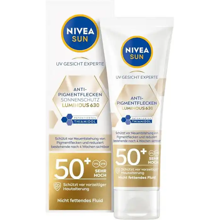NIVEA Sun Luminous630 Leke Karşıtı Güneş Koruyucu Yüz Kremi 40 ml, SPF50, Hyalüronik Asit, E Vitamini, UVA/UVB