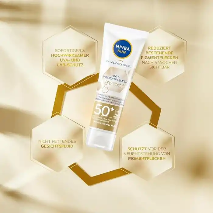NIVEA Sun Luminous630 Leke Karşıtı Güneş Koruyucu Yüz Kremi 40 ml, SPF50, Hyalüronik Asit, E Vitamini, UVA/UVB