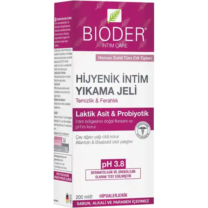 Bioder Hijyenik İntim Yıkama Jeli Hipoalerjenik Tüm Ciltler (1 x 200 mL)