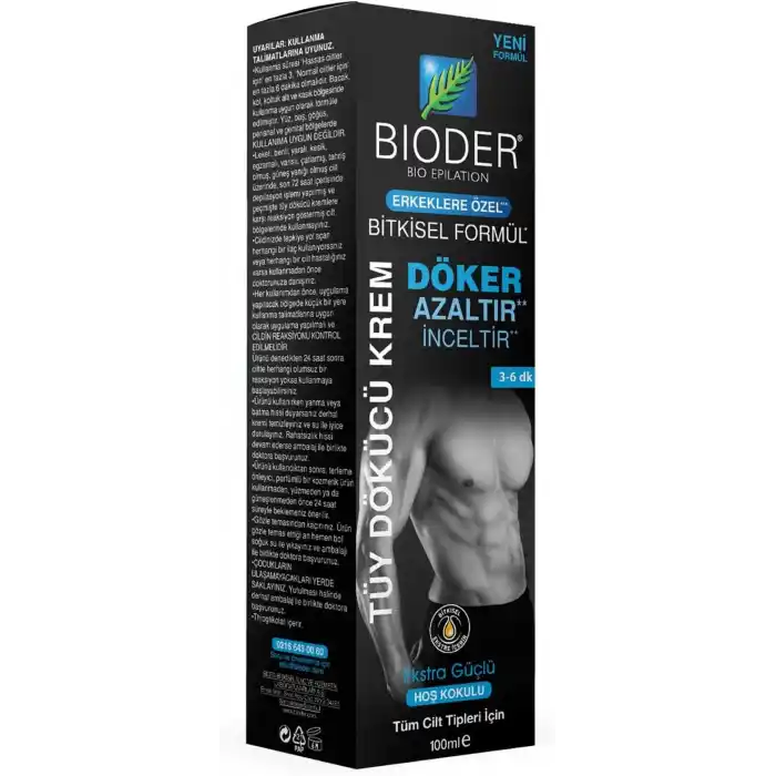 Bioder Erkeklere Özel Tüm Ciltler için Tüy Dökücü Krem 100 ml
