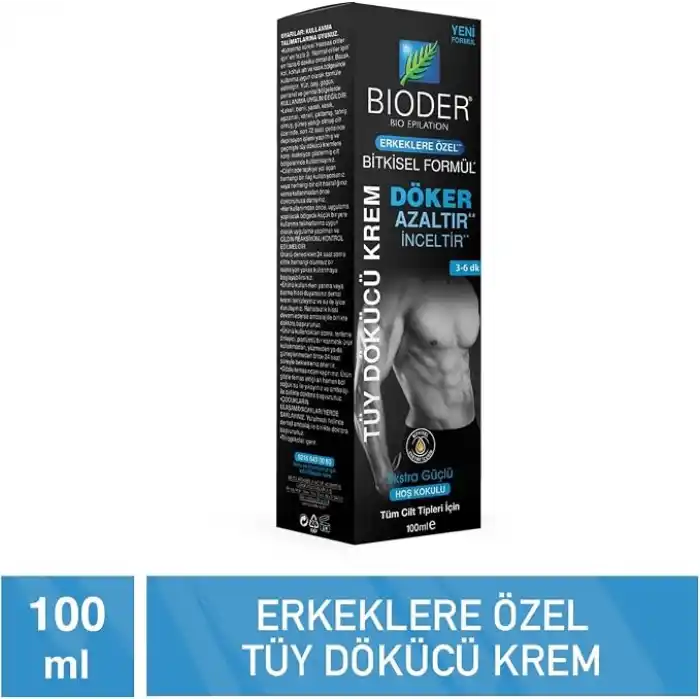 Bioder Erkeklere Özel Tüm Ciltler için Tüy Dökücü Krem 100 ml