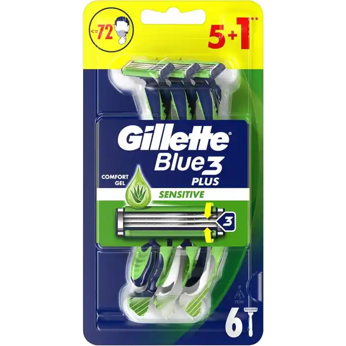 Gillette Blue3 Plus Sensitive Erkek Kullan At Tıraş Bıçağı 6 Adet