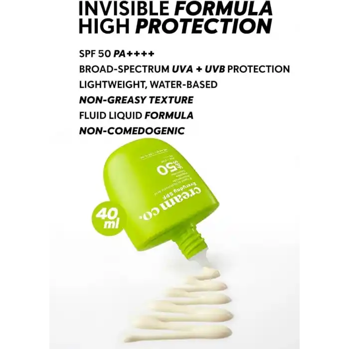 Cream Co. SPF50 Güneş Koruyucu Krem, Leke Karşıtı Nemlendirici Aydınlatıcı, 40 ML, Güneş Serumu