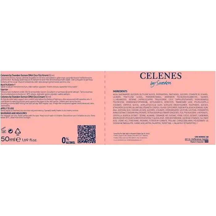 Celenes By Sweden Somon DNA PDRN Onarıcı & Yenileyici Cica Yüz Kremi, 50 ml