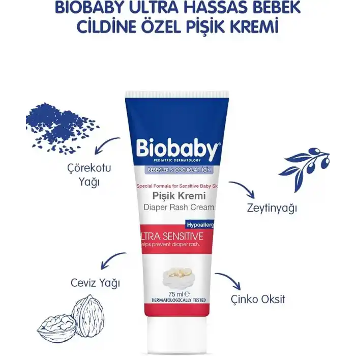 Biobaby Bebekler ve Çocuklar için Pişik Kremi (75 ml)