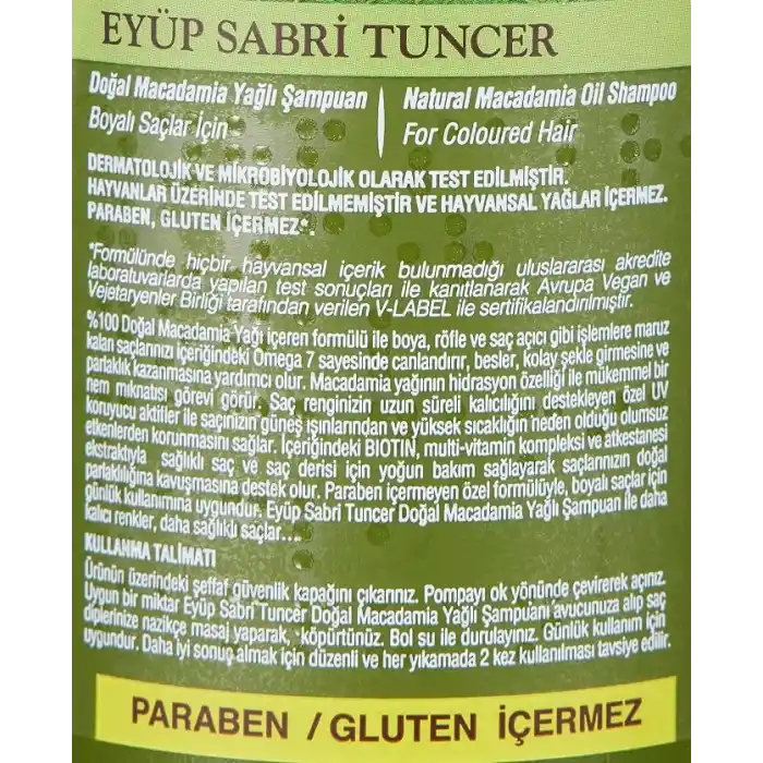 Eyüp Sabri Tuncer Doğal Macadamia Yağlı Şampuan (600 Ml)