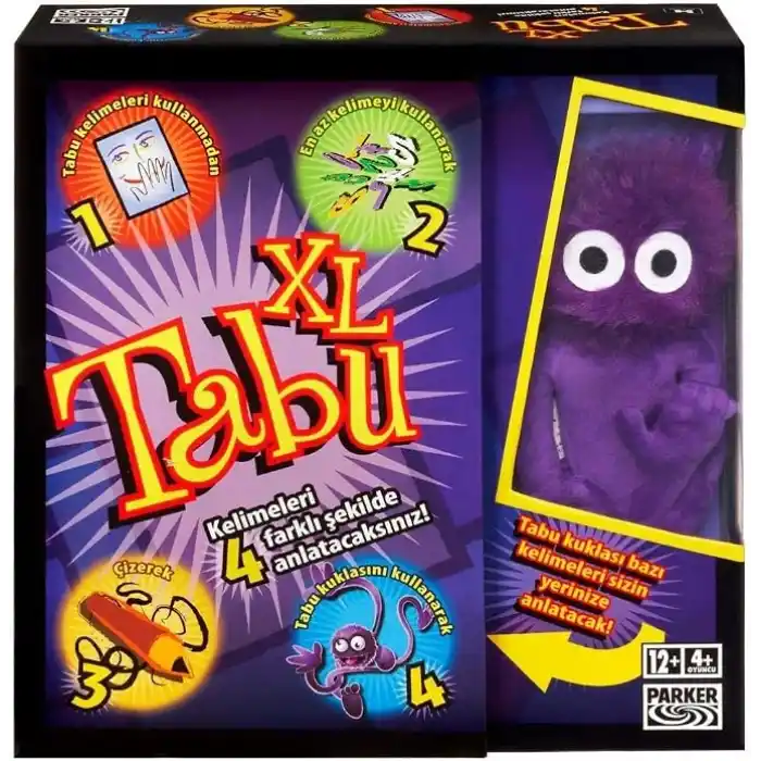 Hasbro Gaming Tabu XL Kutu Oyunu, 4 Farklı Oyun Alternatifi, Klasik Oyunun Yanı Sıra Çizerek, Tabu Kuklasıyla Anlatarak ve En Fazla 15 Kelime Kullanarak Tabu Oynayın