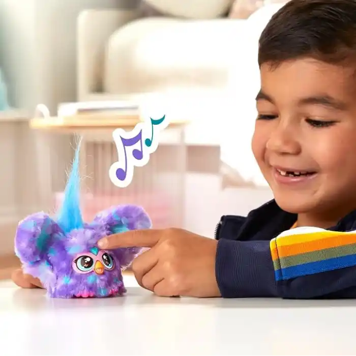 Furby Furblets Groo-Vee Mini Friend, 45+ Sounds & Music, Speaks Only Furbish, Electronic Plush Toys for 6 Year Olds & Up, Purple