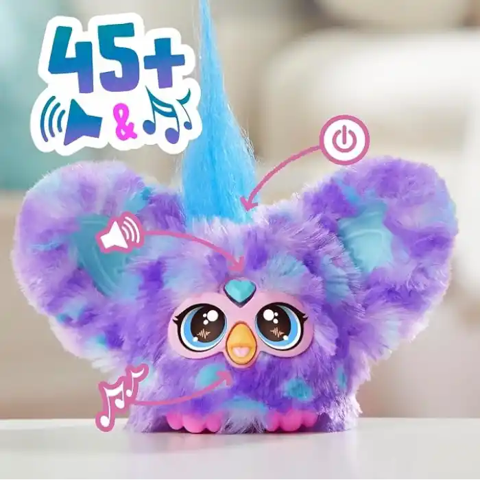 Furby Furblets Groo-Vee Mini Friend, 45+ Sounds & Music, Speaks Only Furbish, Electronic Plush Toys for 6 Year Olds & Up, Purple