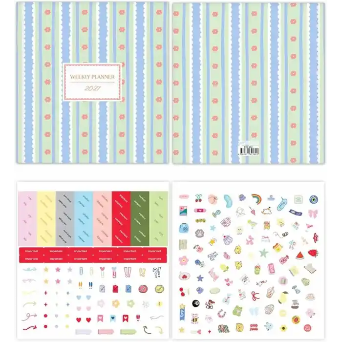 Matt Notebook 2027 Yılı Kare Haftalık Ajanda 15x15 cm Çiçekler