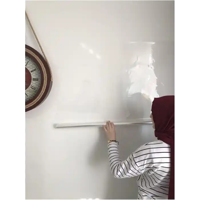 2 Adet Şeffaf Statik Akıllı Kağıt Şeffaf Yazı Tahtası Kalem 120x100 Cm Yapışkansız Şeffaf