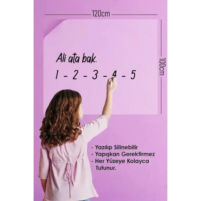 2 Adet Şeffaf Statik Akıllı Kağıt Şeffaf Yazı Tahtası Kalem 120x100 Cm Yapışkansız Şeffaf