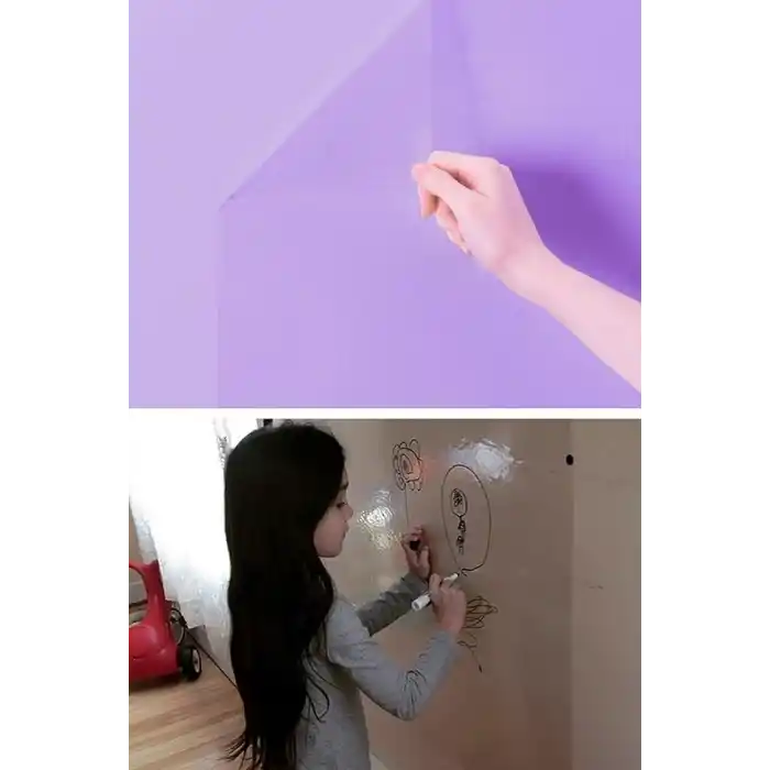 2 Adet Şeffaf Statik Akıllı Kağıt Şeffaf Yazı Tahtası Kalem 120x100 Cm Yapışkansız Şeffaf