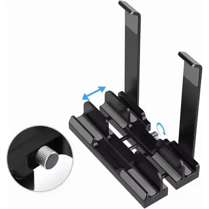 McStorey Laptop Stand Dikey ve Eğimli 3 Slotlu Ayarlanabilir Masaüstü Organizer Telefon Tablet Uyumlu Kaymaz Silikon Pedli Ergonomik Masa Düzenleyici PVC TPU Alaşım Siyah