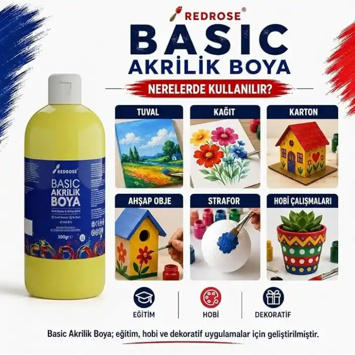Kırmızı Basic Akrilik Boya 500gr