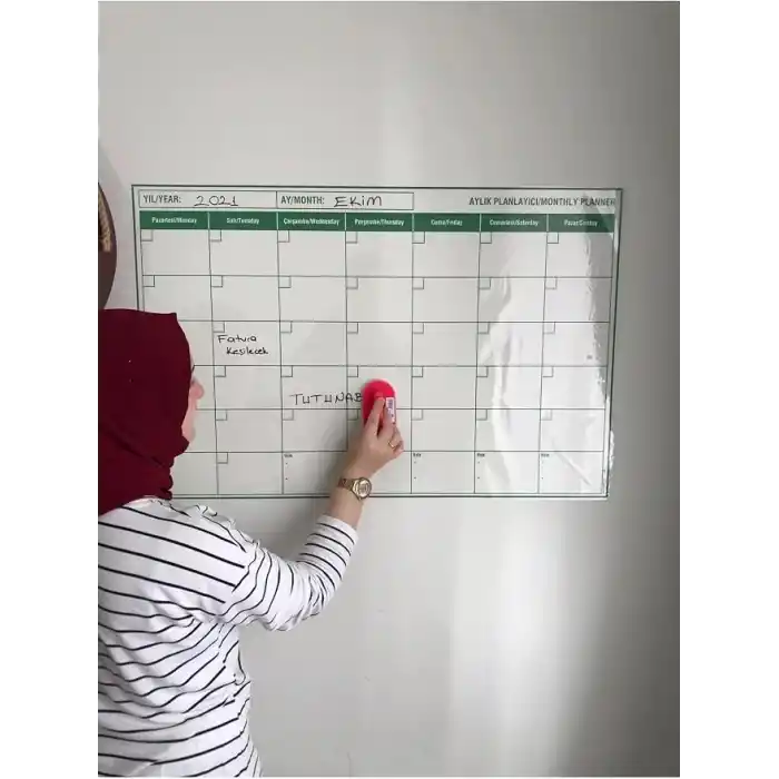 Tutunabilir Kağıt Aylık Planlayıcı Takvim Akıllı Tahta Yazı Tahtası + Kalem Duvara Cama Tahtaya Uygulanır