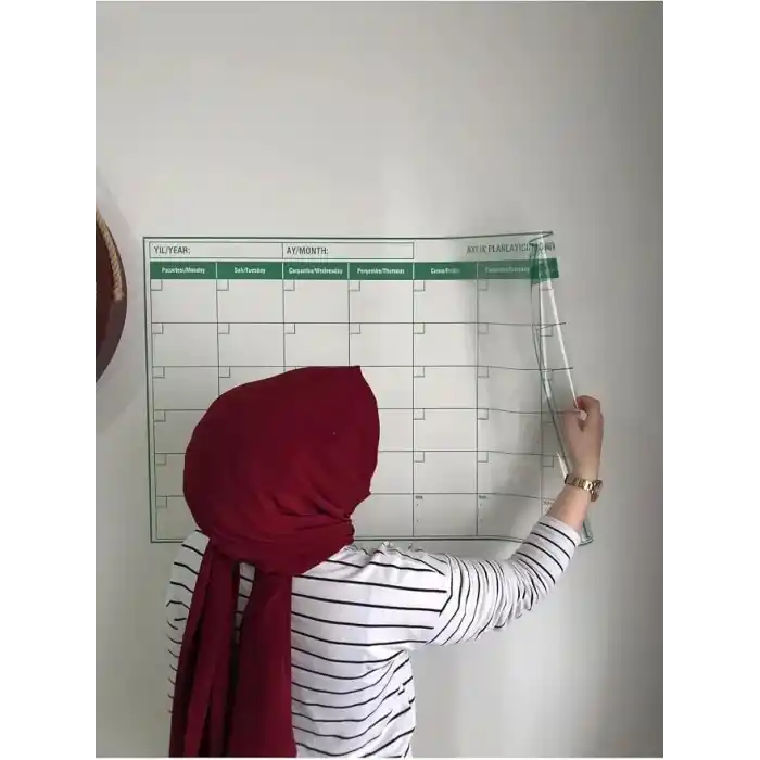 Tutunabilir Kağıt Aylık Planlayıcı Takvim Akıllı Tahta Yazı Tahtası + Kalem Duvara Cama Tahtaya Uygulanır