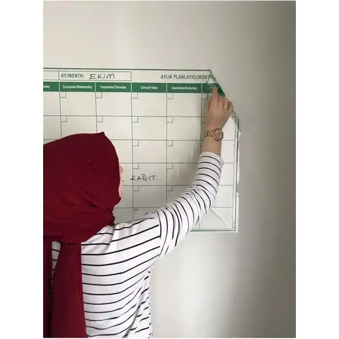Tutunabilir Kağıt Aylık Planlayıcı Takvim Akıllı Tahta Yazı Tahtası + Kalem Duvara Cama Tahtaya Uygulanır