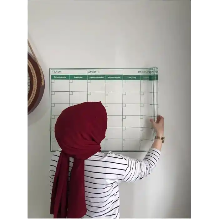 Tutunabilir Kağıt Aylık Planlayıcı Takvim Akıllı Tahta Yazı Tahtası + Kalem Duvara Cama Tahtaya Uygulanır