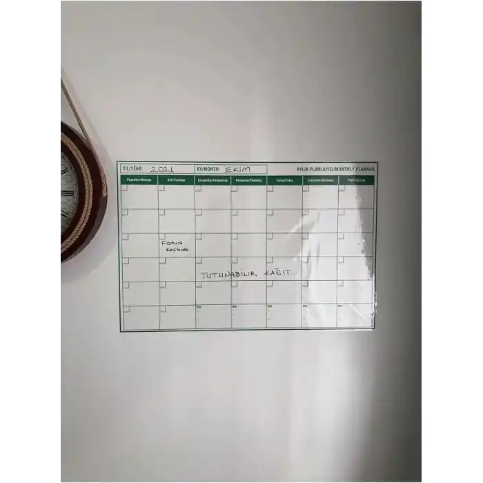 Tutunabilir Kağıt Aylık Planlayıcı Takvim Akıllı Tahta Yazı Tahtası + Kalem Duvara Cama Tahtaya Uygulanır
