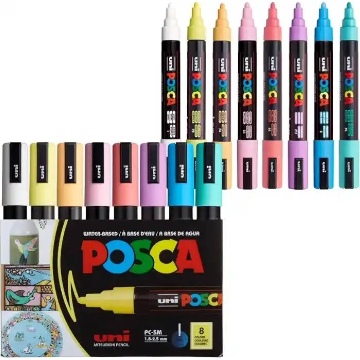 UNİ POSTER MARKÖRÜ POSCA SET PC-5M/8C SC SOFT RENK 8 Lİ