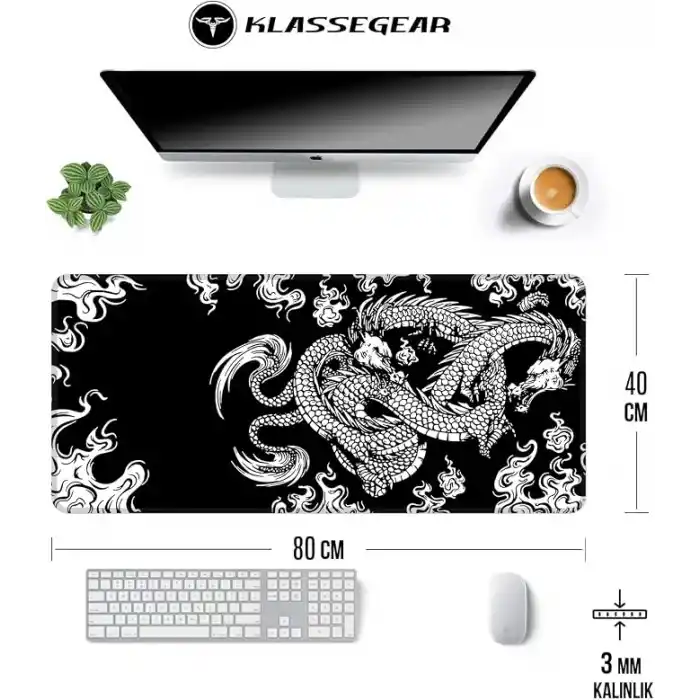 Klasse Pro - Dikişli Kenar 80x40 cm Oyuncu Gaming Mouse Pad (Dragon Knot)