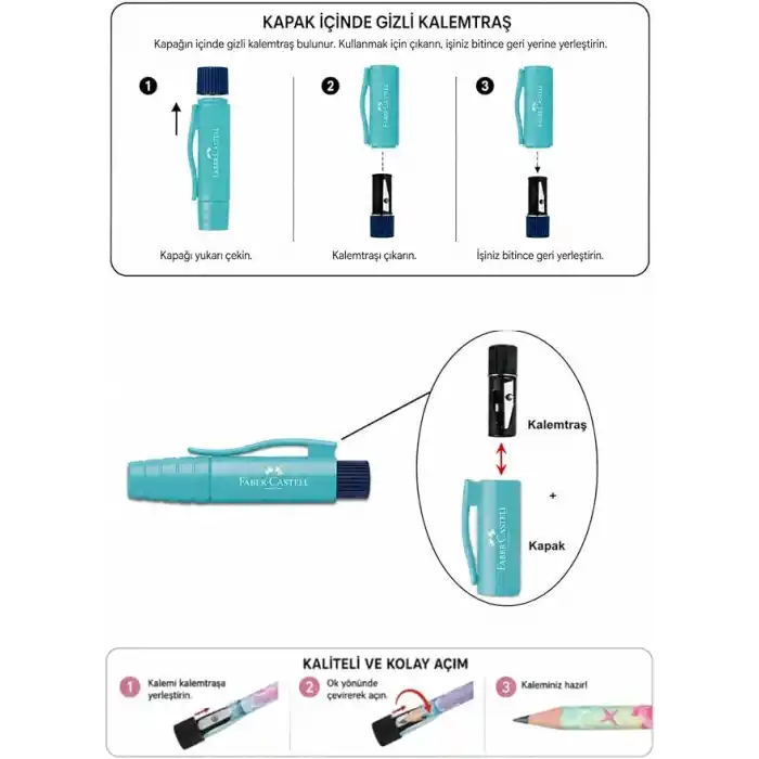 Faber-Castell Araçlar Kurşun Kalem 2B 12li Set ve Gizli Kalemtraş