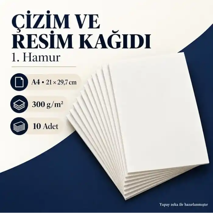 Çizim Resim Kağıdı 1. Hamur A4 300 gr 10 Adet