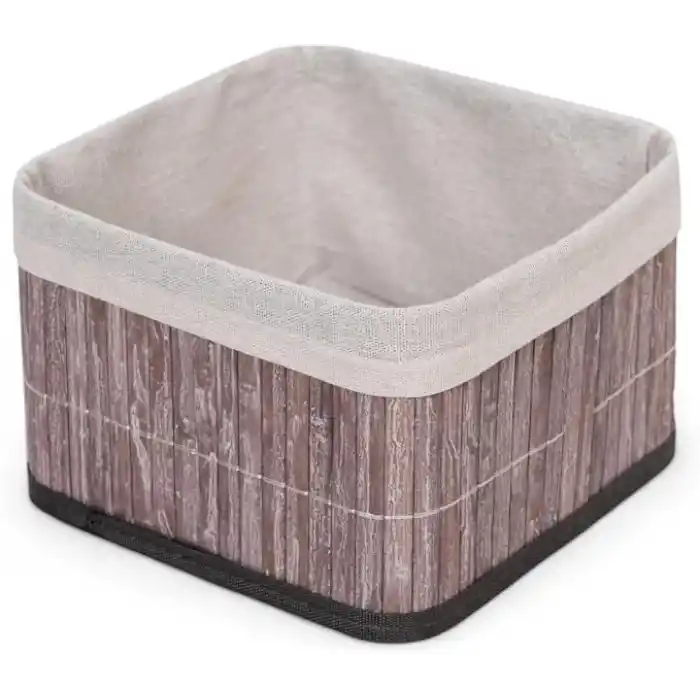 Deconox Bambu Çok Amaçlı Saklama Kutusu Düzenleyici Kare Organizer, Dekoratif Bambu Düzenleyici GRİ (20x20x13cm) (4 ADET)