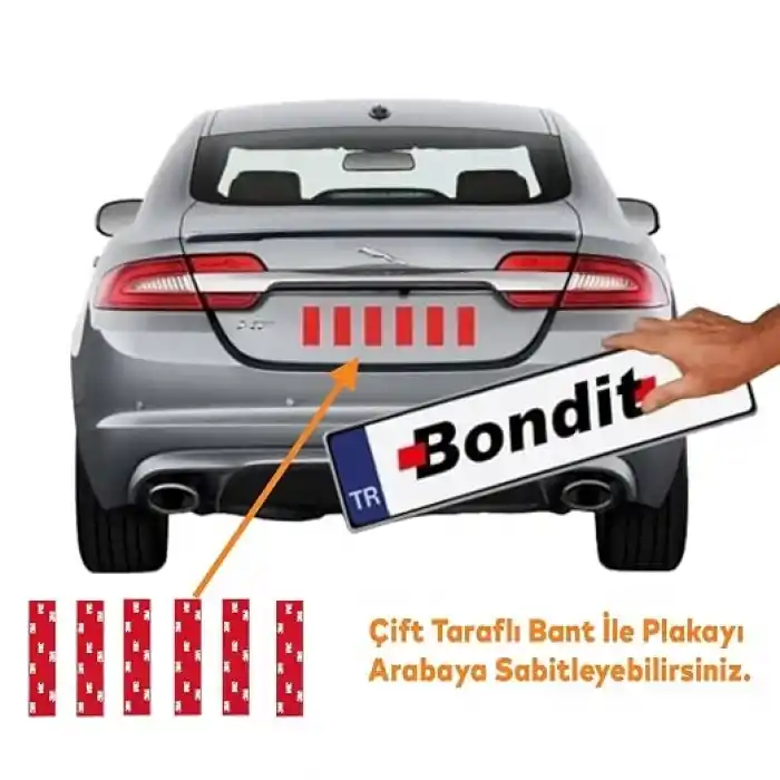 Badem10 Bondit Araç Plaka Güçlü Yapıştırıcı 3M Yapıştırma Çift Taraflı Bant Bandı 95mm X 35mm BND01069530