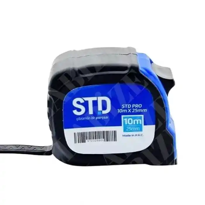 STD PRO Şerit Metre, 10m Uzunluk, 25mm Genişlik, Pratik ve Dayanıklı Tasarım, İnşaat ve Tadilat için