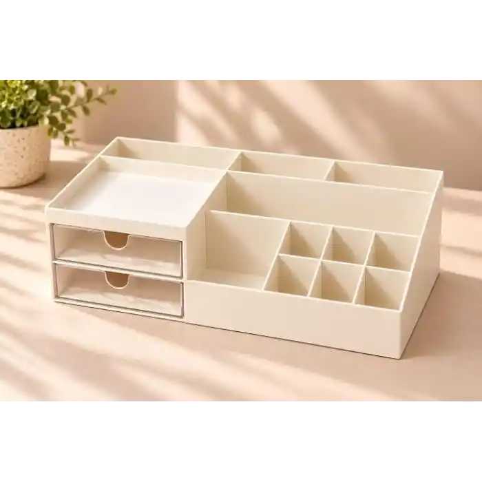 Pink & Blue Home - Çok Amaçlı Makyaj, Masaüstü Düzenleyici | İkili Çekmeceli Organizer