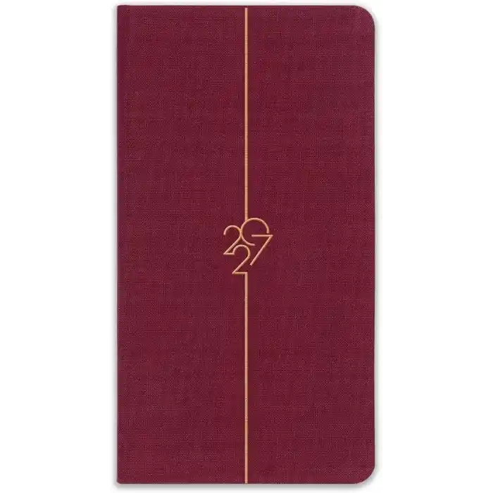 Matt Notebook 2027 Yılı Haftalık Keten 9x17 cm Cep Ajandası 12 Aylık Bordo