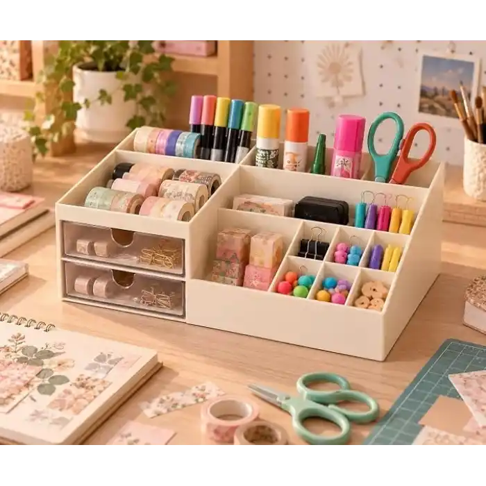 Pink & Blue Home - Çok Amaçlı Makyaj, Masaüstü Düzenleyici | İkili Çekmeceli Organizer