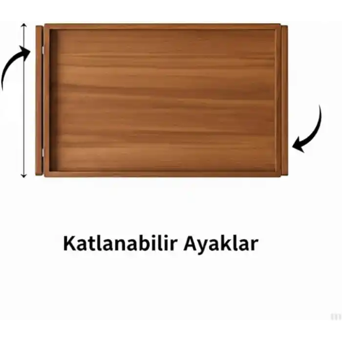Deinhaus, Ahşap Katlanabilir Yatak Tepsisi – Çok Amaçlı Servis ve Laptop Sehpası, Doğal Ahşap, 40x30 cm, Yükseltilmiş Kenarlı