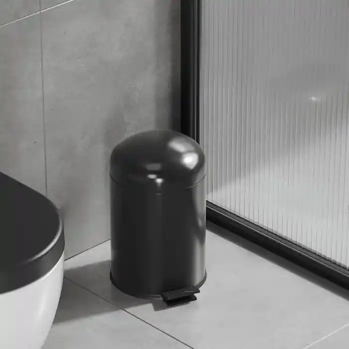 Aqua Bagno Smile Çöp Kovası -Pedallı 5 lt, Mat Siyah