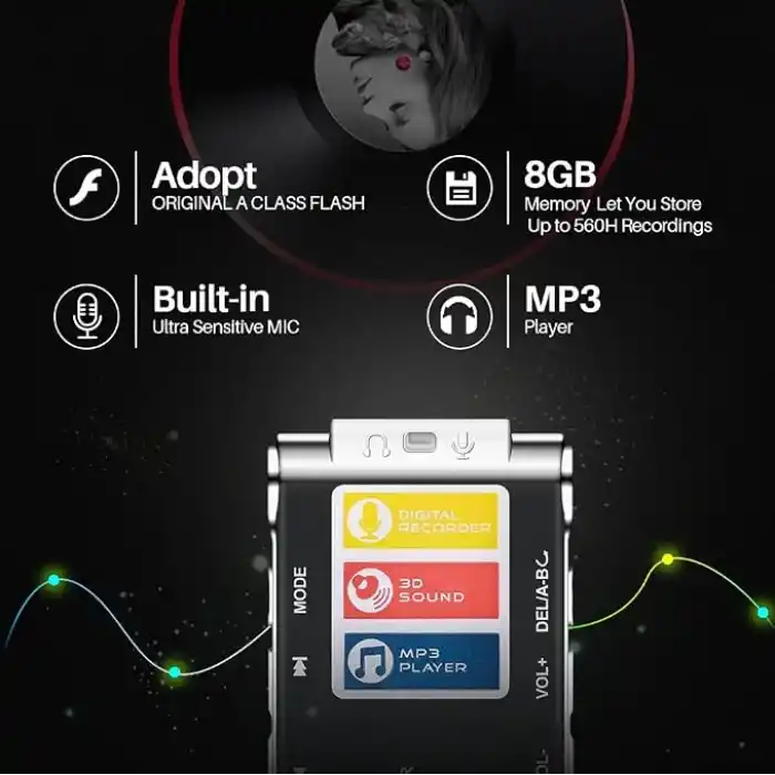 EVIDA Dijital Ses kayıt cihazı von L60 1536 kbps PCM Linearity 8 GB kurulu pil ile oyun hız uyum im MP3 oynatıcı ses etkinleştirmek için Aufzeic 8Gb