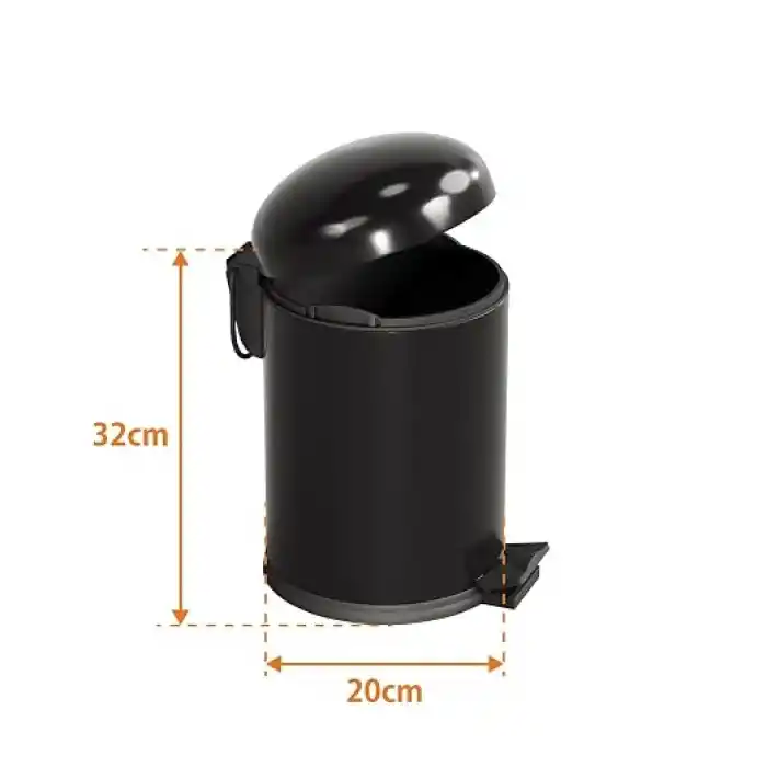 Aqua Bagno Smile Çöp Kovası -Pedallı 5 lt, Mat Siyah
