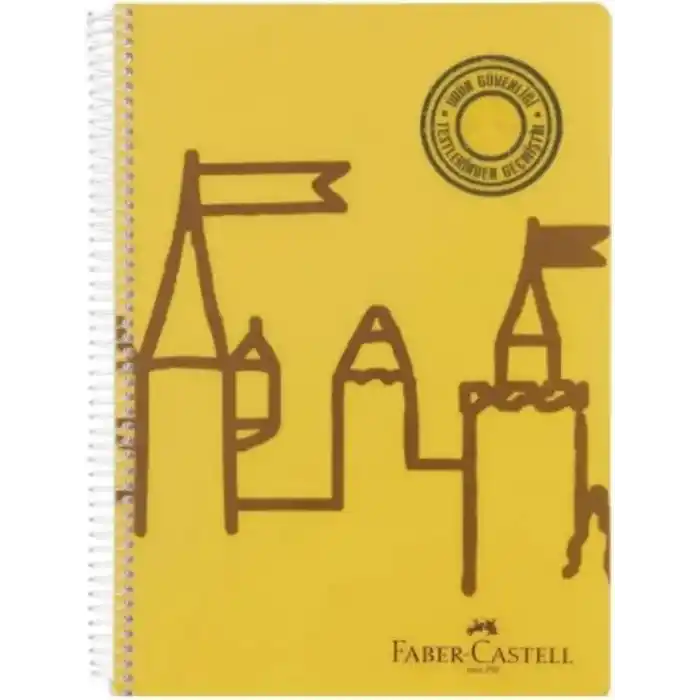 Faber-Castell A4 Boy 80 Yaprak Plastik Kapak Telli Çizgili Defter, Sarı