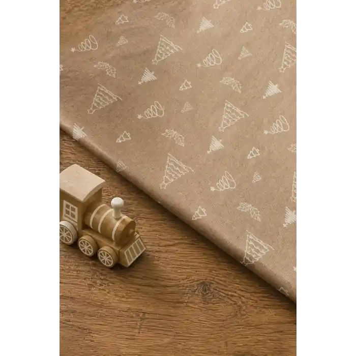 Bimotif 10lu Ambalaj, Paket Kağıdı, 70x100 cm Çam Desenli, Kraft-Beyaz Tek Ebat